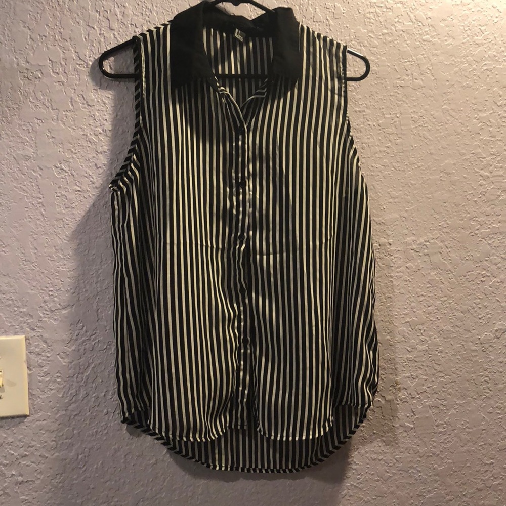 Forever 21 striped chiffon button up